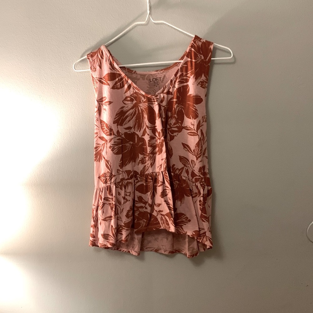 Loft Petite Tank, Mauve & Burnt Orange, Size S Petite